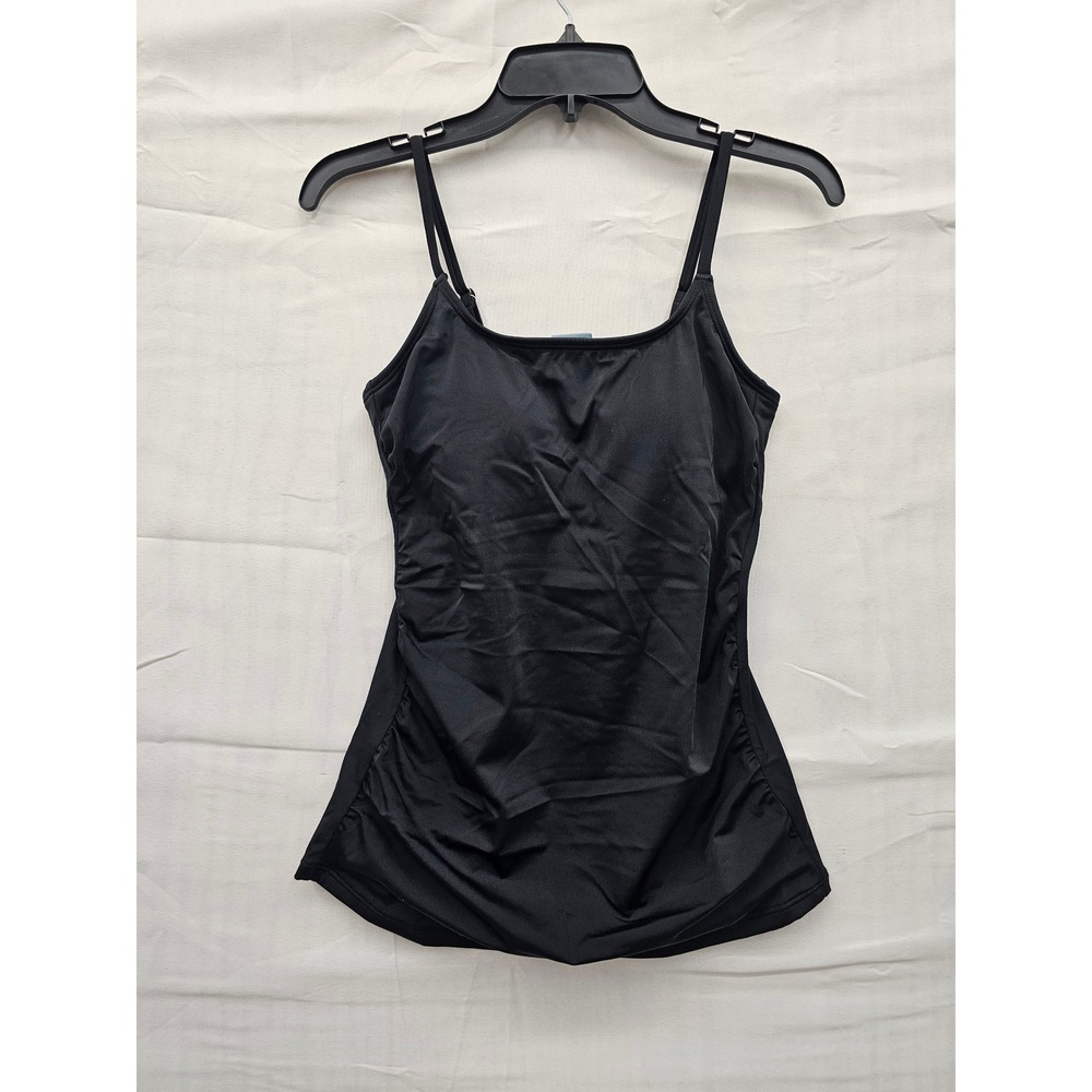 Shade & Shore Womens Black Ruched Tankini Swim Top Size M 8-10 NWT 238261130